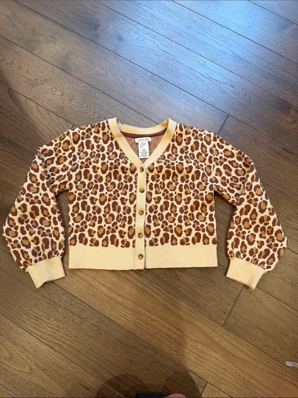 Rachel Zoe Kids Leopard Print Cropped Cardigan - Beige/Brown Size 7/8 - C72-070